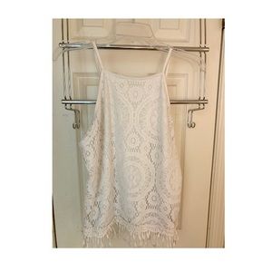 Women’s white crochet tank top